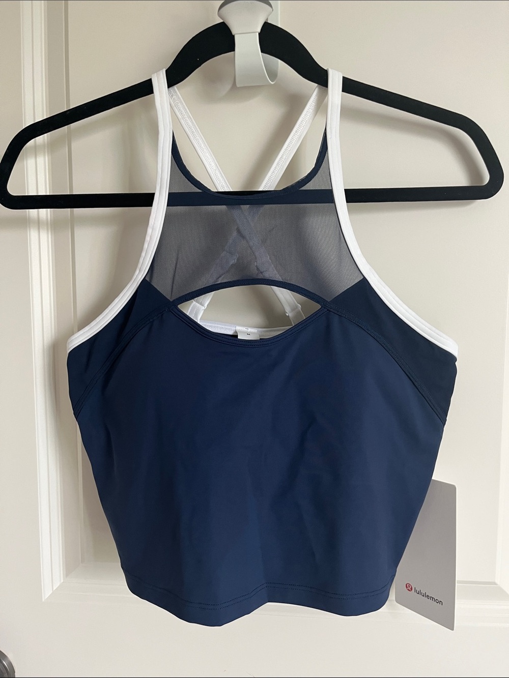 BNWT lululemon athletica Navy Blue & White Mesh-Back Sports Tank